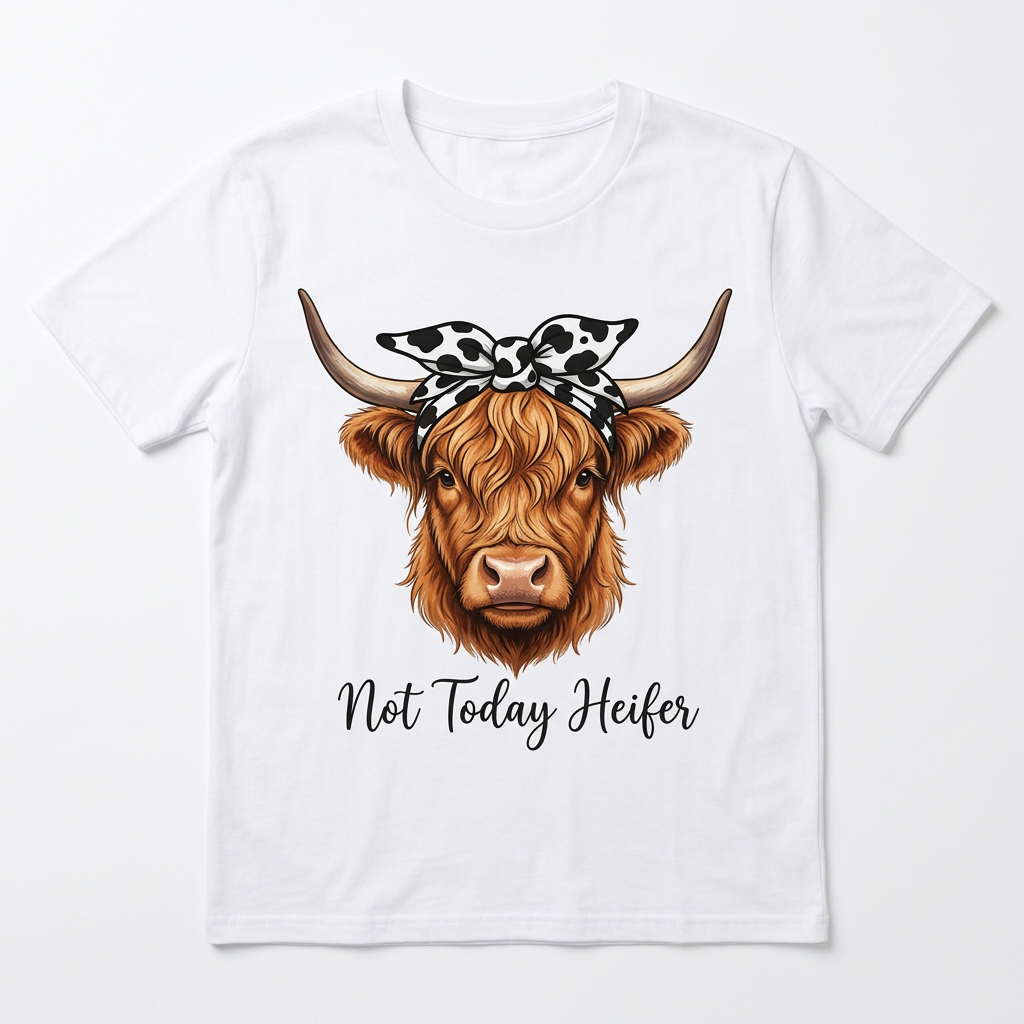 Not Today Heifer - Cow Print Bandana on Head