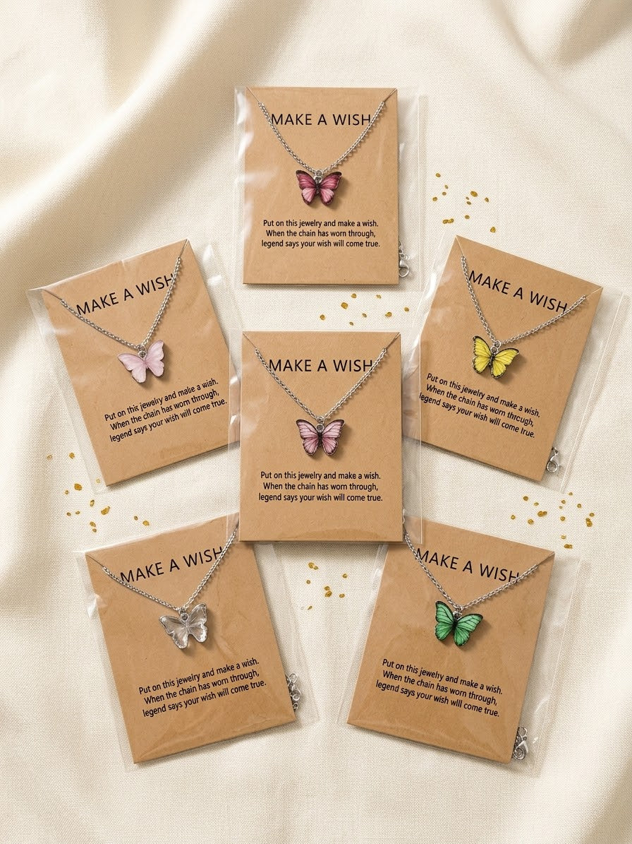 Make A Wish Butterfly Pendant Necklace