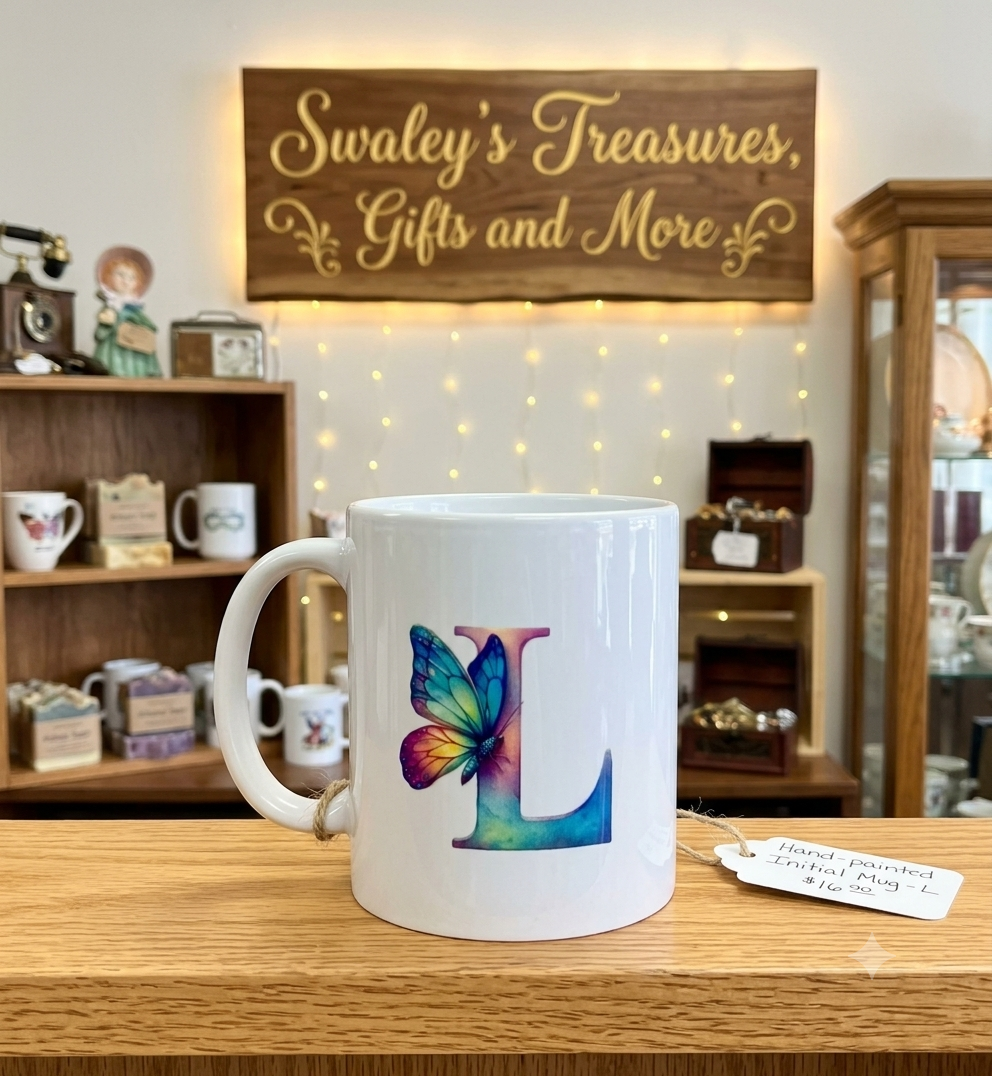 Initial with butterfly  coffee cup