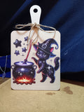Witchy Cat Cauldron Cutting Board