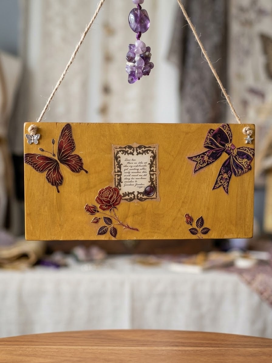 Enchanted Garden Hanging Wood Sign