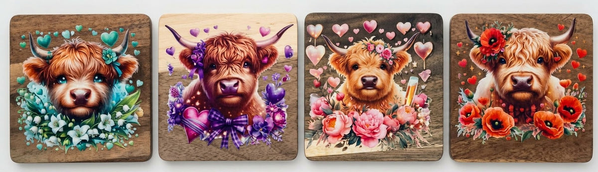Highland Cow Coaster Set
